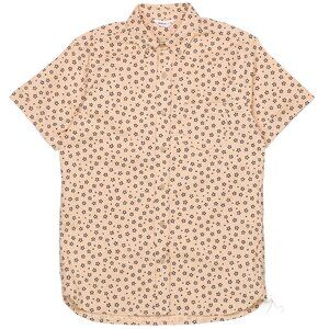 3sixteen Peach Short-Sleeve Button-Down with Black Micro Floral Print